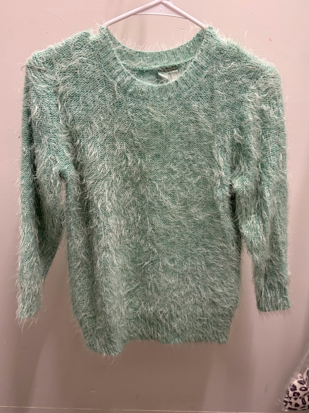 Forever 21 Exclusive Mint Green Fuzzy Crewneck Sweater Size Small